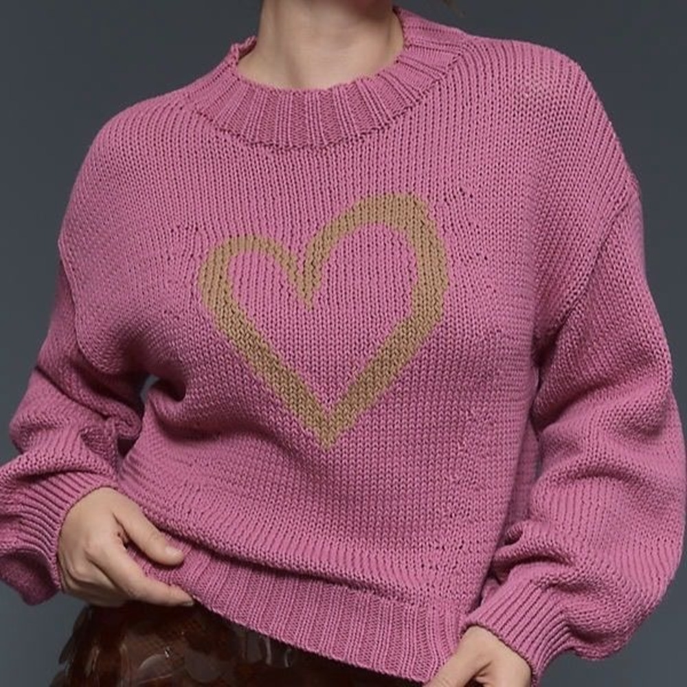 Maeve Anthropologie Knit Heart Sweater Size XXS (NEW)